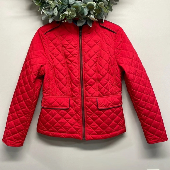 Talbots Jackets & Blazers - NWOT Talbots Diamond Quilted Jacket Military Inspired Red Navy XS